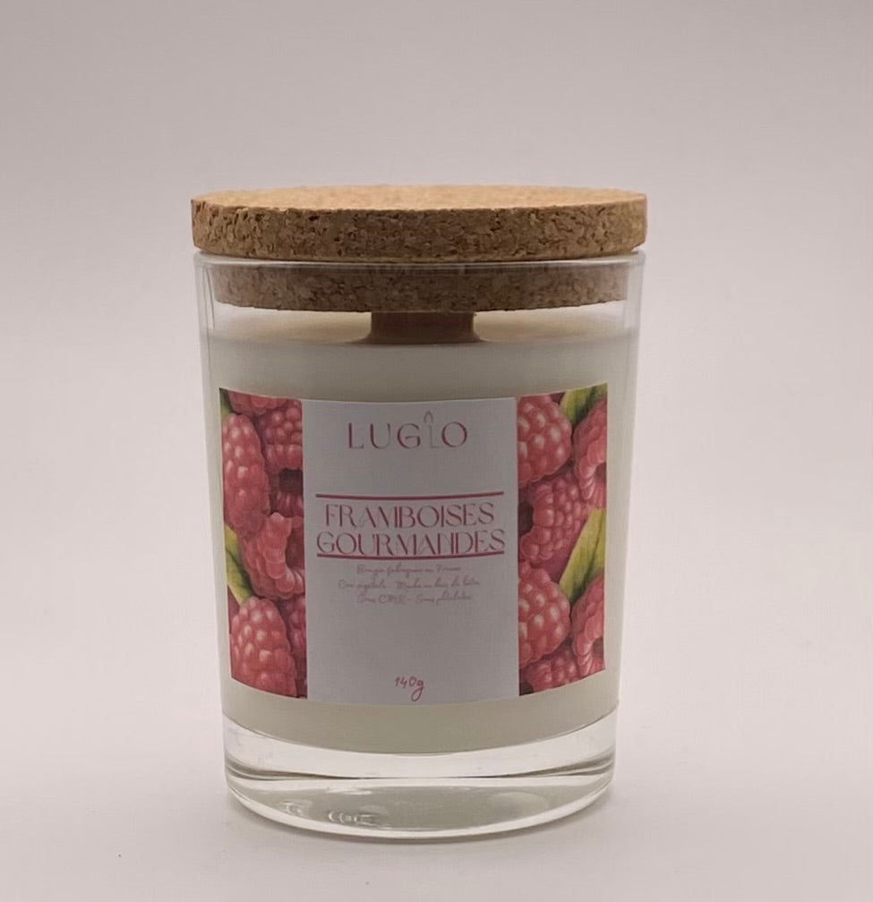 Bougie framboises gourmandes 140g